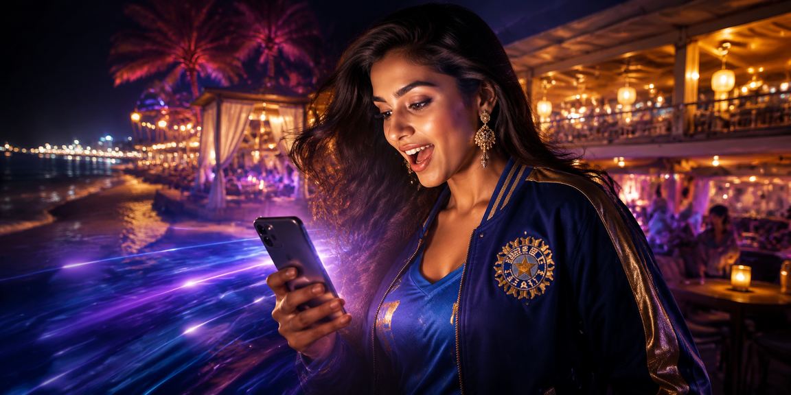 User making payments on mobile Live Casino platform on beach in Goa